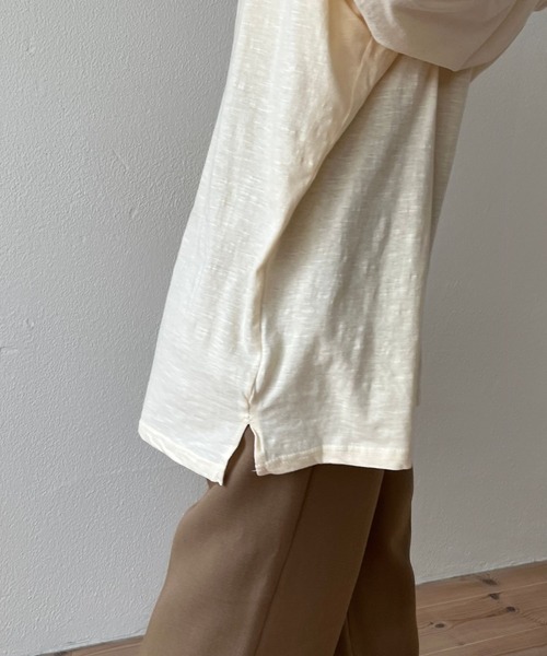 wee9s(ウィークス)の「loose fit telotelon tee / 絶妙な透け感が使いやすいルーズフィットテロンテロンティーシャツ(Tシャツ/カットソー・レディース・アイボリー/ブルー/ピンク/オレンジ/ブラック/ホワイト・FREE)」の12枚目の写真