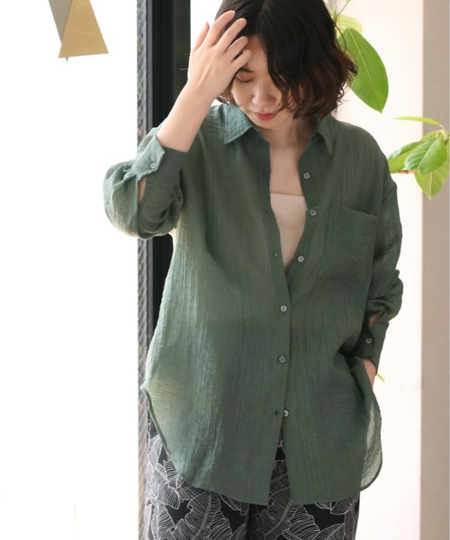 cepo(セポ)の「ヨウリュウシアーオーバーシャツ(シャツ/ブラウス・レディース・ダークブラウン/オフホワイト/グリーン・M)」の13枚目の写真
