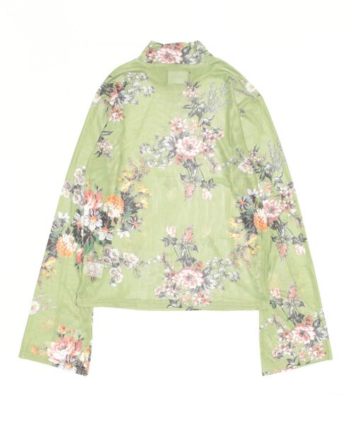 funda mine（ファンダマイン）の「funda mine オリジナルフラワーパターンストレッチ レトロシアーブラウス（シャツ/ブラウス・レディース・ブラック/オリーブ・FREE）」の3枚目の写真