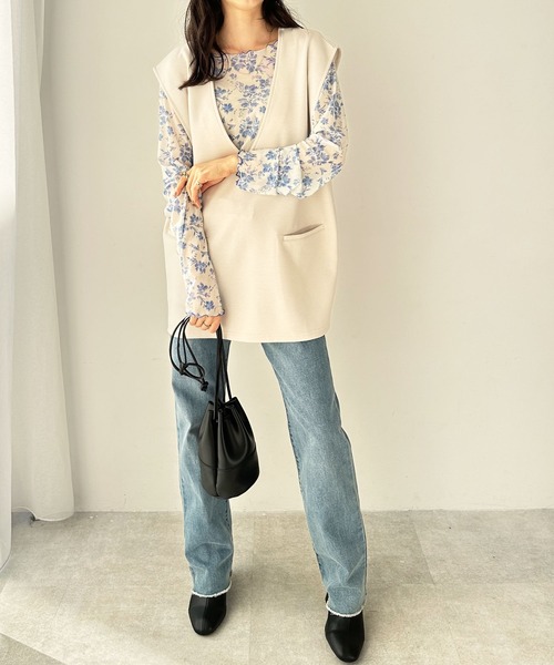 GeeRA（ジーラ）の「前後2WAY花柄シアートップス（Tシャツ/カットソー・レディース・ブルー/ピンク/ブラック/グリーン/パープル・SMALL/LARGE/MEDIUM）」の22枚目の写真