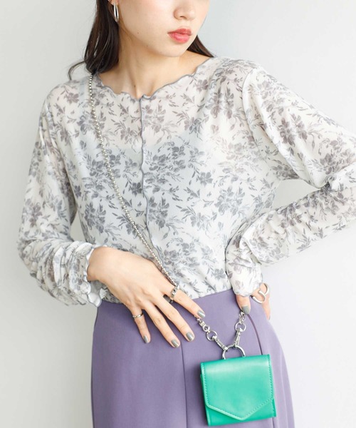 GeeRA（ジーラ）の「前後2WAY花柄シアートップス（Tシャツ/カットソー・レディース・ブルー/ピンク/ブラック/グリーン/パープル・SMALL/LARGE/MEDIUM）」の17枚目の写真