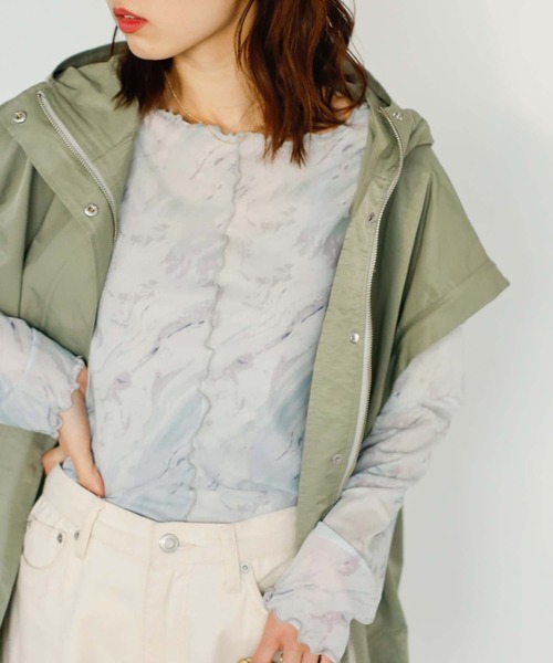 GeeRA（ジーラ）の「前後2WAY花柄シアートップス（Tシャツ/カットソー・レディース・ブルー/ピンク/ブラック/グリーン/パープル・SMALL/LARGE/MEDIUM）」の20枚目の写真