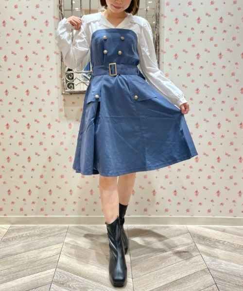axes femme POETIQUE（アクシーズファムポエティック）の「セーラーカラードッキングＯＰ（ワンピース・レディース・ブラック/ブルー/ブラウン・MEDIUM）」の3枚目の写真