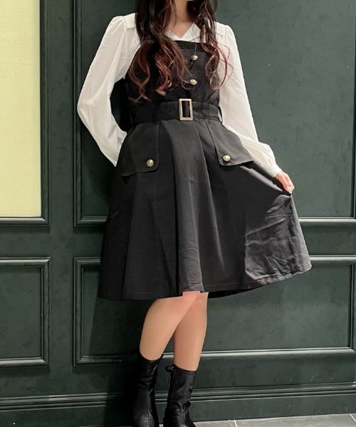 axes femme POETIQUE（アクシーズファムポエティック）の「セーラーカラードッキングＯＰ（ワンピース・レディース・ブラック/ブルー/ブラウン・MEDIUM）」の2枚目の写真