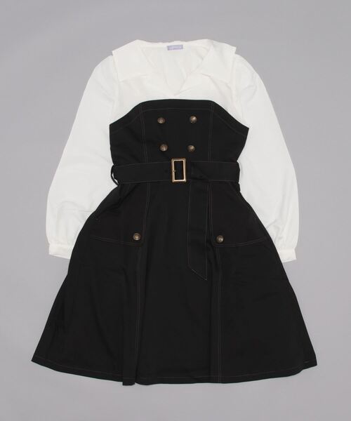 axes femme POETIQUE（アクシーズファムポエティック）の「セーラーカラードッキングＯＰ（ワンピース・レディース・ブラック/ブルー/ブラウン・MEDIUM）」の7枚目の写真