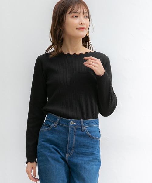 Honeys(ハニーズ)の「メロー使いトップス(Tシャツ/カットソー・レディース・ライム/オレンジ/ブラック/アイボリー/グレイッシュベージュ・S/LL/L/M)」の7枚目の写真