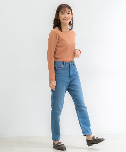 Honeys(ハニーズ)の「メロー使いトップス(Tシャツ/カットソー・レディース・ライム/オレンジ/ブラック/アイボリー/グレイッシュベージュ・S/LL/L/M)」の9枚目の写真