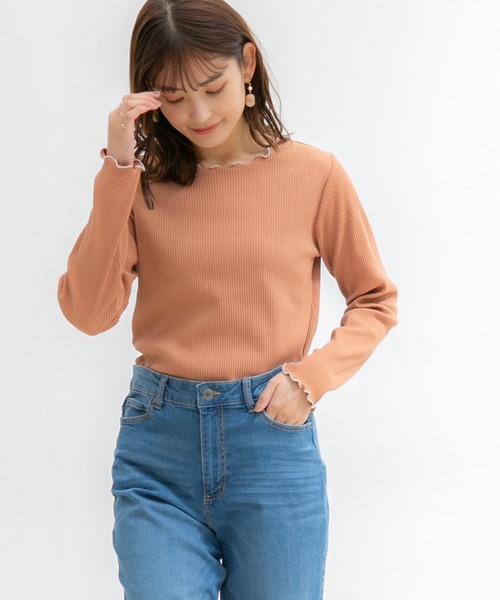 Honeys(ハニーズ)の「メロー使いトップス(Tシャツ/カットソー・レディース・ライム/オレンジ/ブラック/アイボリー/グレイッシュベージュ・S/LL/L/M)」の22枚目の写真