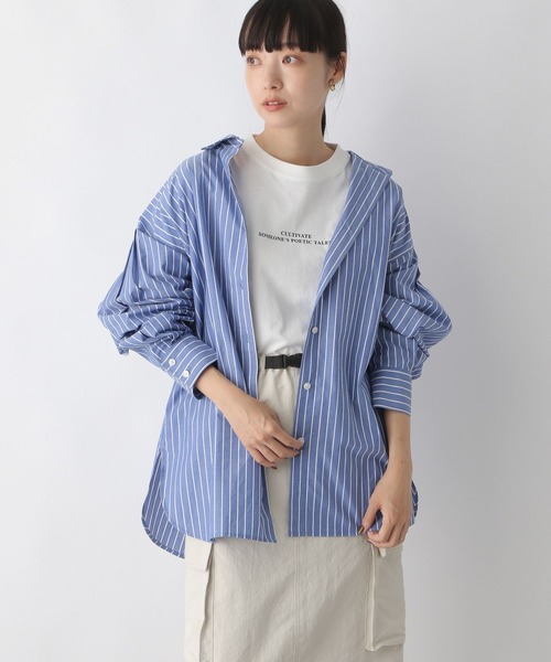 LOWRYS FARM(ローリーズファーム)の「ストライプシャツ 166616(シャツ/ブラウス・レディース・ピンク/グリーン/ブルー・FREE)」の3枚目の写真