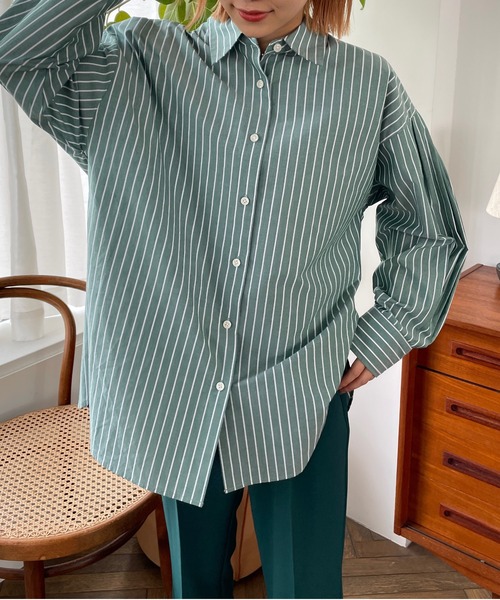 LOWRYS FARM(ローリーズファーム)の「ストライプシャツ 166616(シャツ/ブラウス・レディース・ピンク/グリーン/ブルー・FREE)」の12枚目の写真