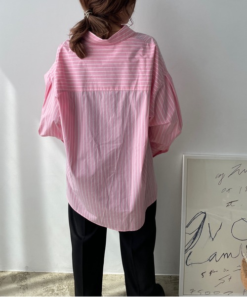 LOWRYS FARM(ローリーズファーム)の「ストライプシャツ 166616(シャツ/ブラウス・レディース・ピンク/グリーン/ブルー・FREE)」の6枚目の写真