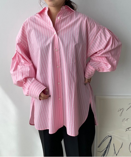 LOWRYS FARM(ローリーズファーム)の「ストライプシャツ 166616(シャツ/ブラウス・レディース・ピンク/グリーン/ブルー・FREE)」の7枚目の写真