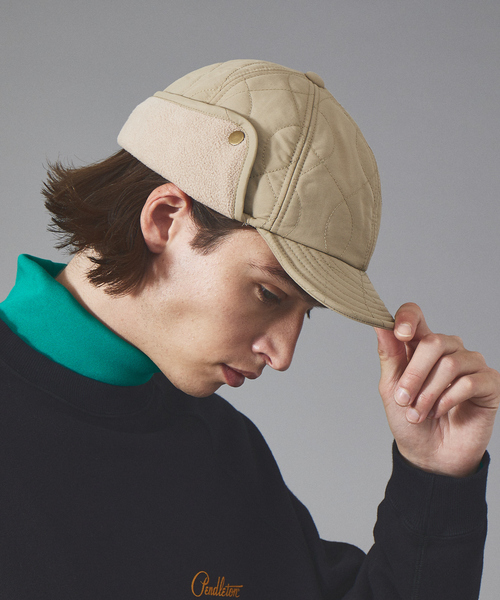 Ruben（ルーベン）の「【RUBEN/ルーベン】EARCOVER QULTING CAP/イヤーカバーキルティングキャップ　パイロットキャップ（キャップ・メンズ・ブラック/ベージュ/カーキ・フリー）」の2枚目の写真