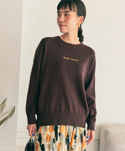 AMERICAN HOLIC(アメリカンホリック)の「刺繍ロゴニットプルオーバー(ニット/セーター・レディース・ブラウン/グリーン/ネイビー・M/L)」の2枚目の写真