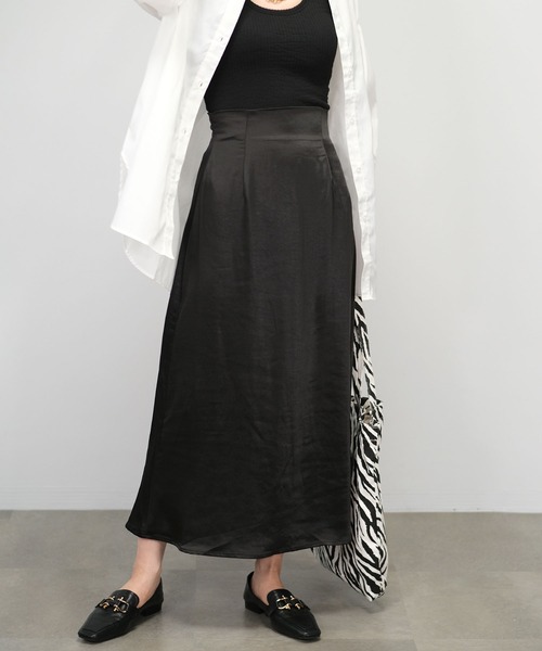 ANDJ(アンドジェイ)の「【2022/AW】ヴィンテージサテンセミフレアスカート(スカート・レディース・ライトベージュ/ベージュ系その他/ブラック・M)」の19枚目の写真