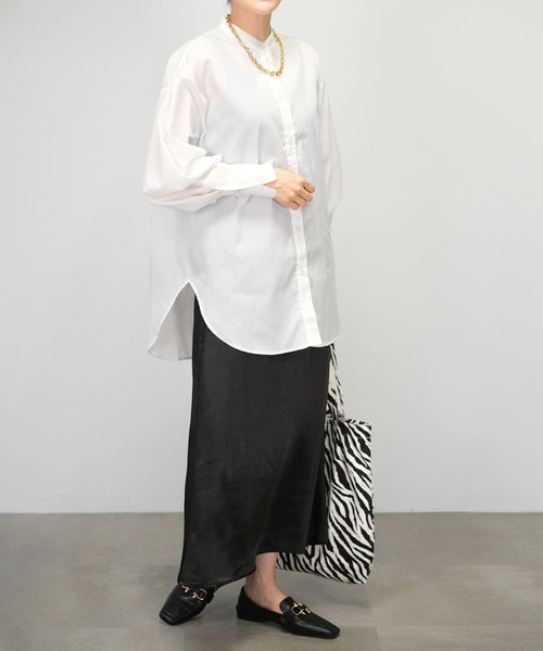 ANDJ(アンドジェイ)の「【2022/AW】ヴィンテージサテンセミフレアスカート(スカート・レディース・ライトベージュ/ベージュ系その他/ブラック・M)」の10枚目の写真