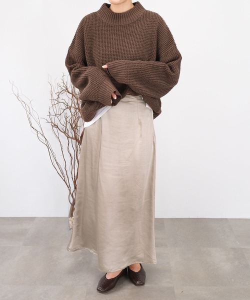 ANDJ(アンドジェイ)の「【2022/AW】ヴィンテージサテンセミフレアスカート(スカート・レディース・ライトベージュ/ベージュ系その他/ブラック・M)」の8枚目の写真