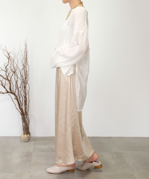 ANDJ(アンドジェイ)の「【2022/AW】ヴィンテージサテンセミフレアスカート(スカート・レディース・ライトベージュ/ベージュ系その他/ブラック・M)」の18枚目の写真