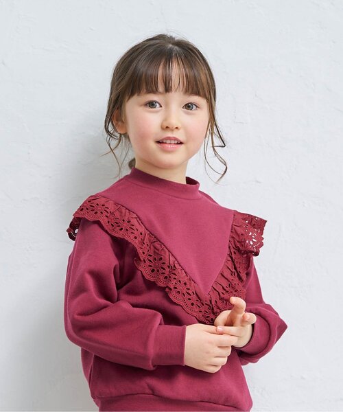 apres les cours（アプレレクール）の「ヨークレーストレーナー（スウェット・キッズ・ブラウン/ベビーピンク/サックスブルー/ラベンダー/ミント/エンジ・100/130/140/80/90/120/110）」の6枚目の写真