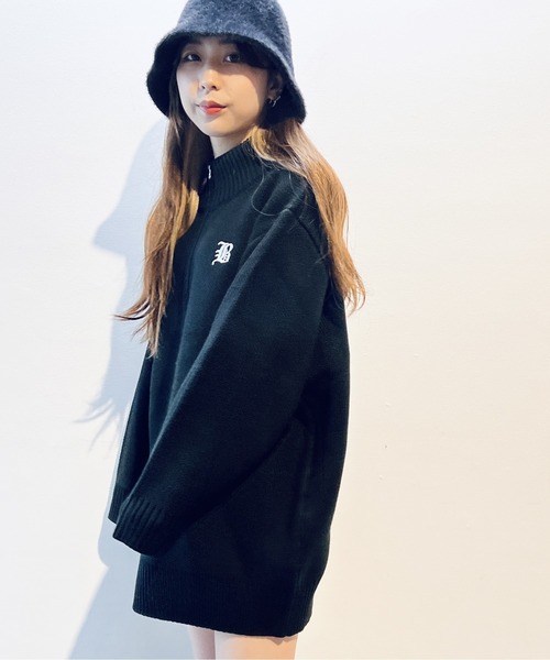 one way（ワンウェイ）の「ハーフジップニットワンピース（ニット/セーター・レディース・ホワイト/ライトグレー/ブラック/ダークブルー/グリーン・FREE）」の3枚目の写真