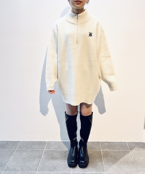 one way（ワンウェイ）の「ハーフジップニットワンピース（ニット/セーター・レディース・ホワイト/ライトグレー/ブラック/ダークブルー/グリーン・FREE）」の8枚目の写真