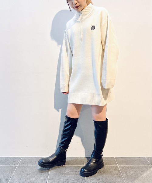 one way（ワンウェイ）の「ハーフジップニットワンピース（ニット/セーター・レディース・ホワイト/ライトグレー/ブラック/ダークブルー/グリーン・FREE）」の10枚目の写真