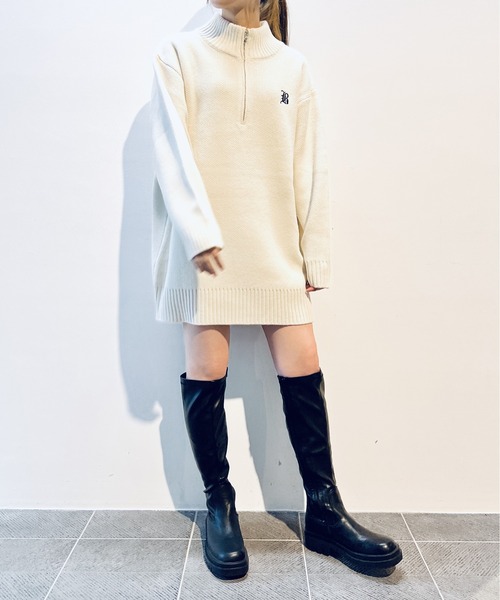 one way（ワンウェイ）の「ハーフジップニットワンピース（ニット/セーター・レディース・ホワイト/ライトグレー/ブラック/ダークブルー/グリーン・FREE）」の11枚目の写真