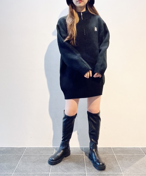 one way（ワンウェイ）の「ハーフジップニットワンピース（ニット/セーター・レディース・ホワイト/ライトグレー/ブラック/ダークブルー/グリーン・FREE）」の18枚目の写真