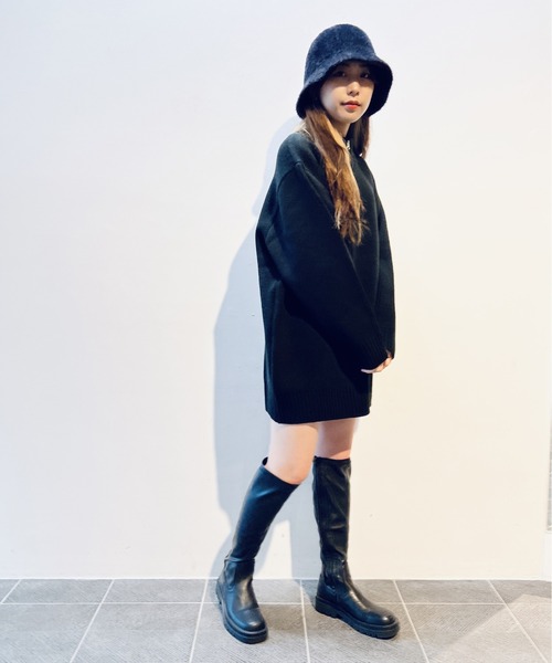 one way（ワンウェイ）の「ハーフジップニットワンピース（ニット/セーター・レディース・ホワイト/ライトグレー/ブラック/ダークブルー/グリーン・FREE）」の19枚目の写真