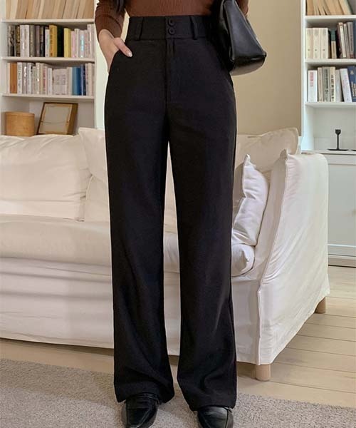 SONA（ソナ）の「SONYUNARA 体型カバーツーボタンストレートスラックス（スラックス・レディース・ブラック/ブラック系その他・SMALL/MEDIUM/S/M）」の18枚目の写真