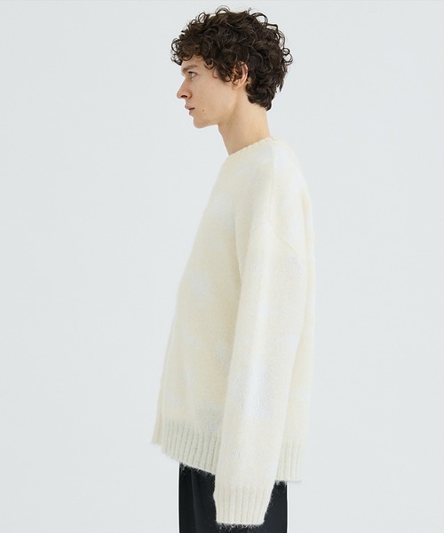 city(シティ)の「PEELING CREW/ジャガード柄クルーネックニット(ニット/セーター・メンズ・ホワイト/ブラック・1/2)」の5枚目の写真