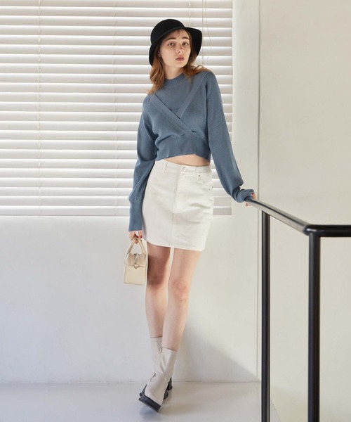 archives(アルシーヴ)の「2WAYカシュクールリブニットプルオーバー+ノースリニットSET(ニット/セーター・レディース・ラベンダー/ブラック/オフホワイト/ブルー・MEDIUM)」の9枚目の写真
