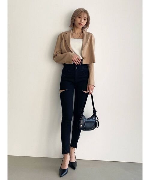 EMODA(エモダ)の「サイドカットハイウエストパギンス(デニムパンツ・レディース・ブラック/ライトブルー・X-SMALL/SMALL/MEDIUM)」の15枚目の写真