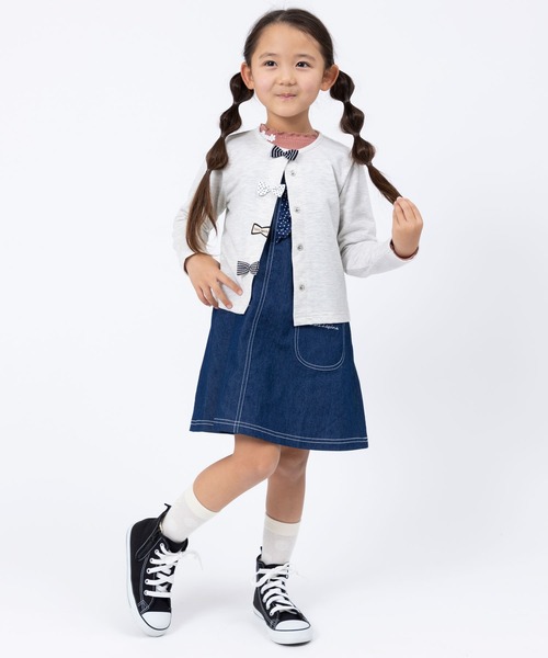 trois lapins kp（トロワラパンケーピー）の「ミニ裏毛 リボンカーディガン(100～150cm)（カーディガン/ボレロ・キッズ・オートミール/ラベンダー・100cm/110cm/120cm/130cm/140cm/150cm）」の12枚目の写真