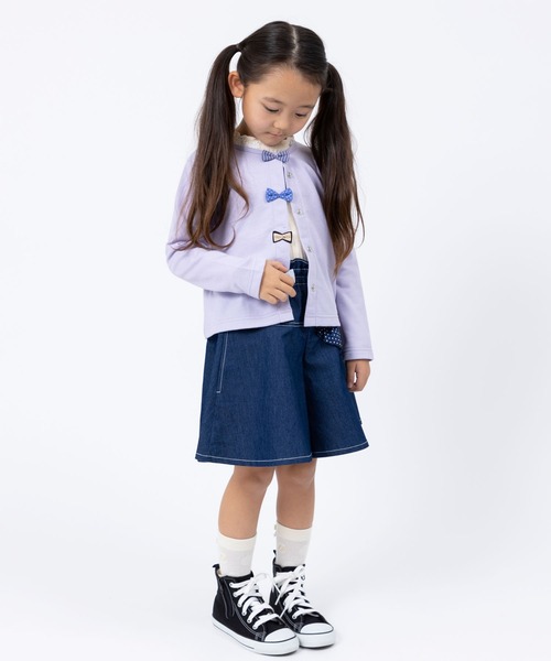 trois lapins kp（トロワラパンケーピー）の「ミニ裏毛 リボンカーディガン(100～150cm)（カーディガン/ボレロ・キッズ・オートミール/ラベンダー・100cm/110cm/120cm/130cm/140cm/150cm）」の8枚目の写真