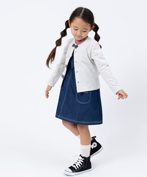 trois lapins kp（トロワラパンケーピー）の「ミニ裏毛 リボンカーディガン(100～150cm)（カーディガン/ボレロ・キッズ・オートミール/ラベンダー・100cm/110cm/120cm/130cm/140cm/150cm）」の10枚目の写真
