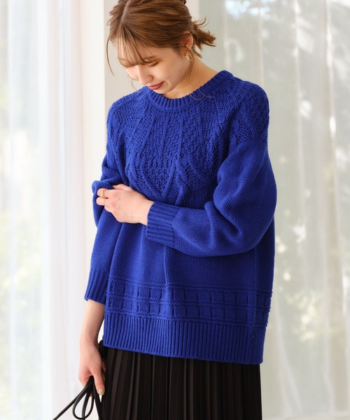 studio CLIP（スタディオクリップ）の「3ゲージ求心柄ニットプルオーバー（ニット/セーター・レディース・オフホワイト/ブルー/グリーン/レッド・FREE）」の3枚目の写真