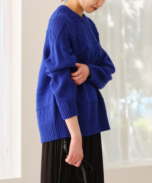 studio CLIP（スタディオクリップ）の「3ゲージ求心柄ニットプルオーバー（ニット/セーター・レディース・オフホワイト/ブルー/グリーン/レッド・FREE）」の5枚目の写真