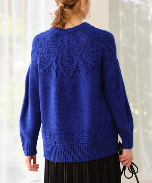 studio CLIP（スタディオクリップ）の「3ゲージ求心柄ニットプルオーバー（ニット/セーター・レディース・オフホワイト/ブルー/グリーン/レッド・FREE）」の6枚目の写真