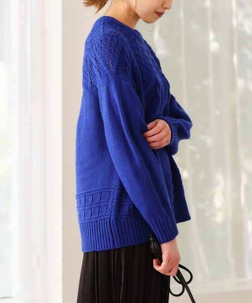 studio CLIP（スタディオクリップ）の「3ゲージ求心柄ニットプルオーバー（ニット/セーター・レディース・オフホワイト/ブルー/グリーン/レッド・FREE）」の7枚目の写真