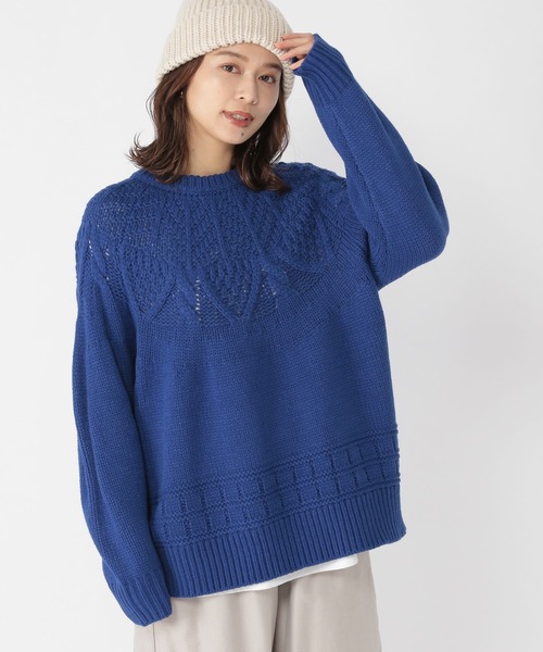 studio CLIP（スタディオクリップ）の「3ゲージ求心柄ニットプルオーバー（ニット/セーター・レディース・オフホワイト/ブルー/グリーン/レッド・FREE）」の8枚目の写真