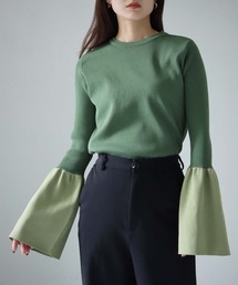 【cheriella】WEB限定配色フレアスリーブスウェットライクニット WEB LIMITED CONTRAST FLARE SLEEVE SWEAT-LIKE KNIT