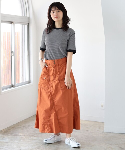 BEAMS BOY(ビームスボーイ)の「BEAMS BOY / コットン ブッシュ スカート(スカート・レディース・ブラック/ベージュ/オレンジ・0/1)」の16枚目の写真