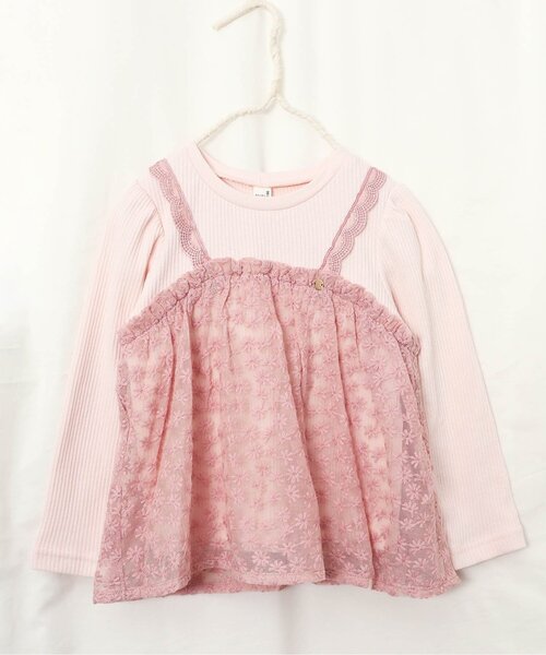 apres les cours(アプレレクール)の「お花レースドッキングトップス(Tシャツ/カットソー・キッズ・ラベンダー/ピンク/アイボリー・80/90/100/110/120/130/140)」の3枚目の写真