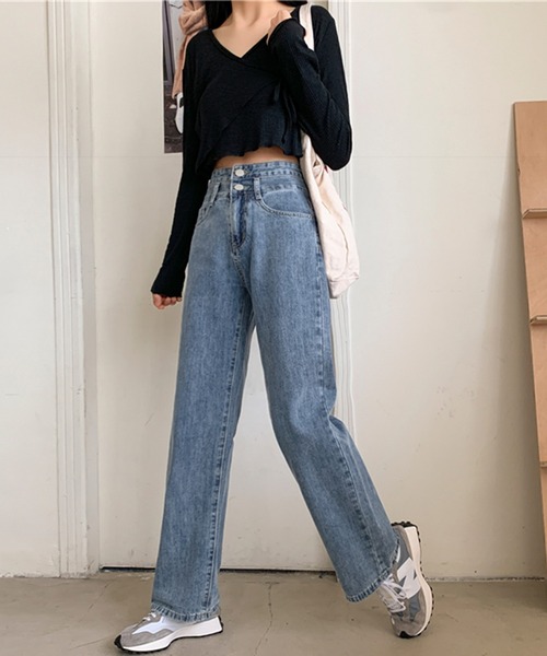 Jewelobe（ジュエローブ）の「2ボタンハイウエストデニムパンツ