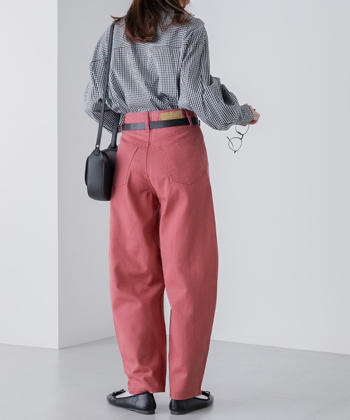 BONLECILL(ボンルシール)の「ハイウエストカーヴィーデニム/カツラギパンツ(デニムパンツ・レディース・ネイビー/ベージュ/ピンク/アイボリー/ブラック/ブルー/ブルー系1・S/M/L)」の20枚目の写真