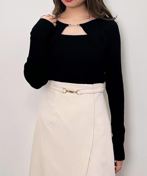 INGNI（イング）の「フロントビット付デコルテオープンニット（ニット/セーター・レディース・ブラック/サックスブルー/アイボリー/グレー系その他・M）」の16枚目の写真