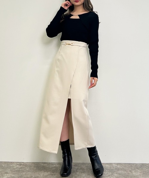 INGNI（イング）の「フロントビット付デコルテオープンニット（ニット/セーター・レディース・ブラック/サックスブルー/アイボリー/グレー系その他・M）」の18枚目の写真