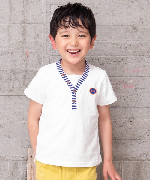 RAGMART(ラグマート)の「ボーダー切替Tシャツ(Tシャツ/カットソー・キッズ・イエロー/オフホワイト・110cm/100cm/130cm/120cm)」の1枚目の写真