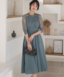 PourVous（プールヴー）の「ラグラン パーティー ドレス お呼ばれ ロング&七分丈 結婚式 フォーマル オケージョンドレス 二次会 成人式 同窓会 謝恩会 20代 30代（ドレス）」